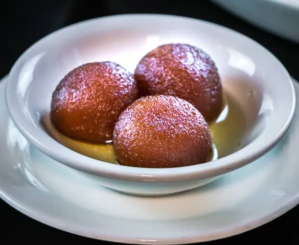 Gulab Jamun dessert at The Mango Tree Indian restaurant in Medicine Hat, AB