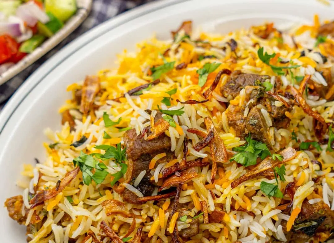 Fragrant Lamb Biryani at The Mango Tree Indian Food Restaurant in Medicine Hat, AB